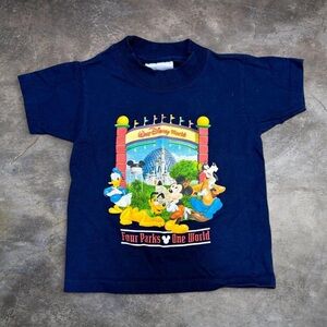 Disney Navy Blue 'Four Parks One World' Mickey & Friends Graphic Tee